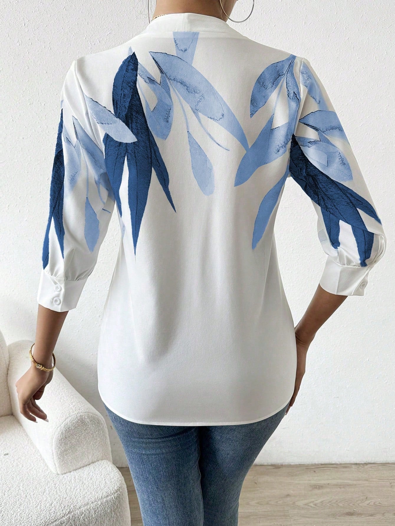 Damesblouse Korte Mouw met V-hals en Print Lizzy