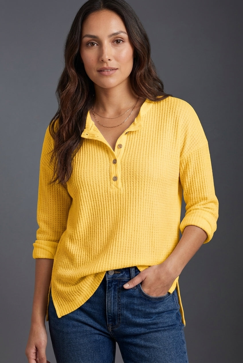 Damesblouse Lange Mouw met Knopen en V-hals Lizzy