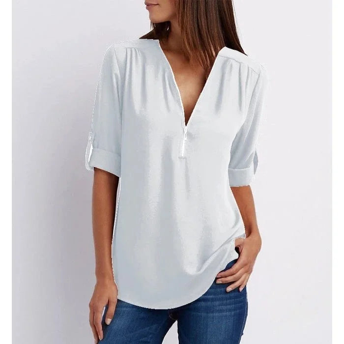 Damesblouse met 3/4 Mouwen en Rits Lizzy