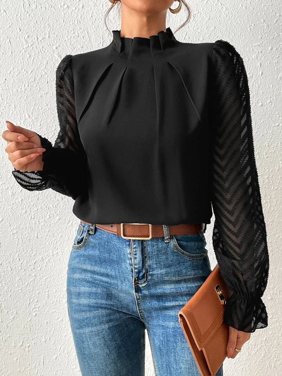 Damesblouse met Geplooide Mouwen en Lange Mouw Lizzy