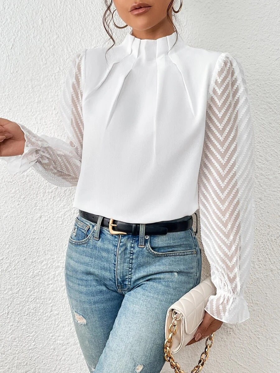 Damesblouse met Geplooide Mouwen en Lange Mouw Lizzy