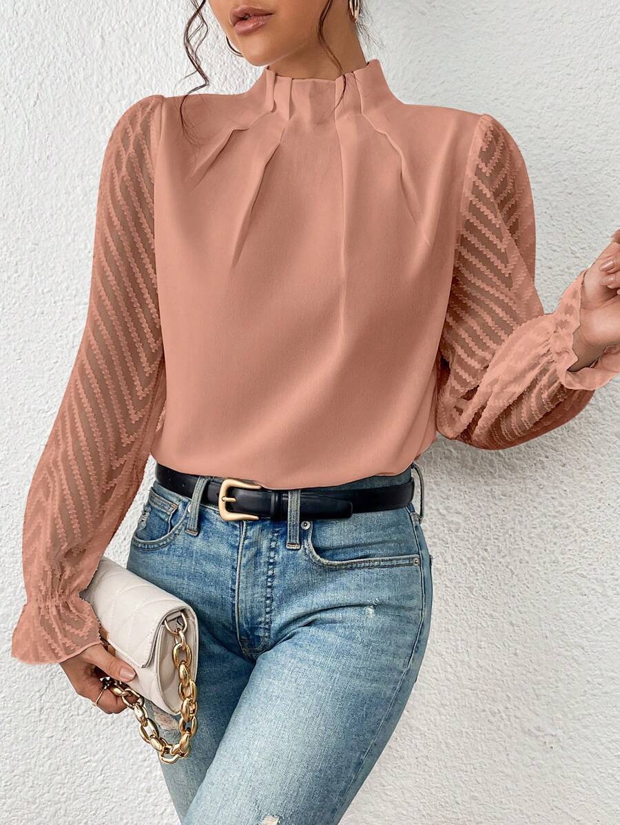 Damesblouse met Geplooide Mouwen en Lange Mouw Lizzy