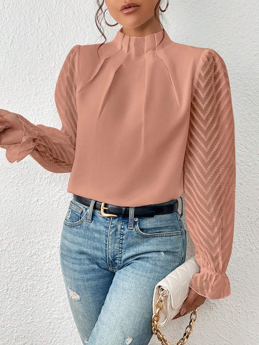 Damesblouse met Geplooide Mouwen en Lange Mouw Lizzy