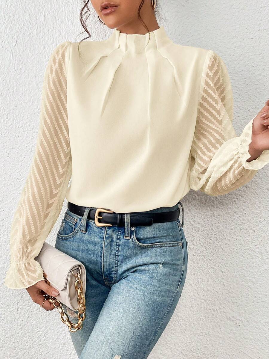 Damesblouse met Geplooide Mouwen en Lange Mouw Lizzy