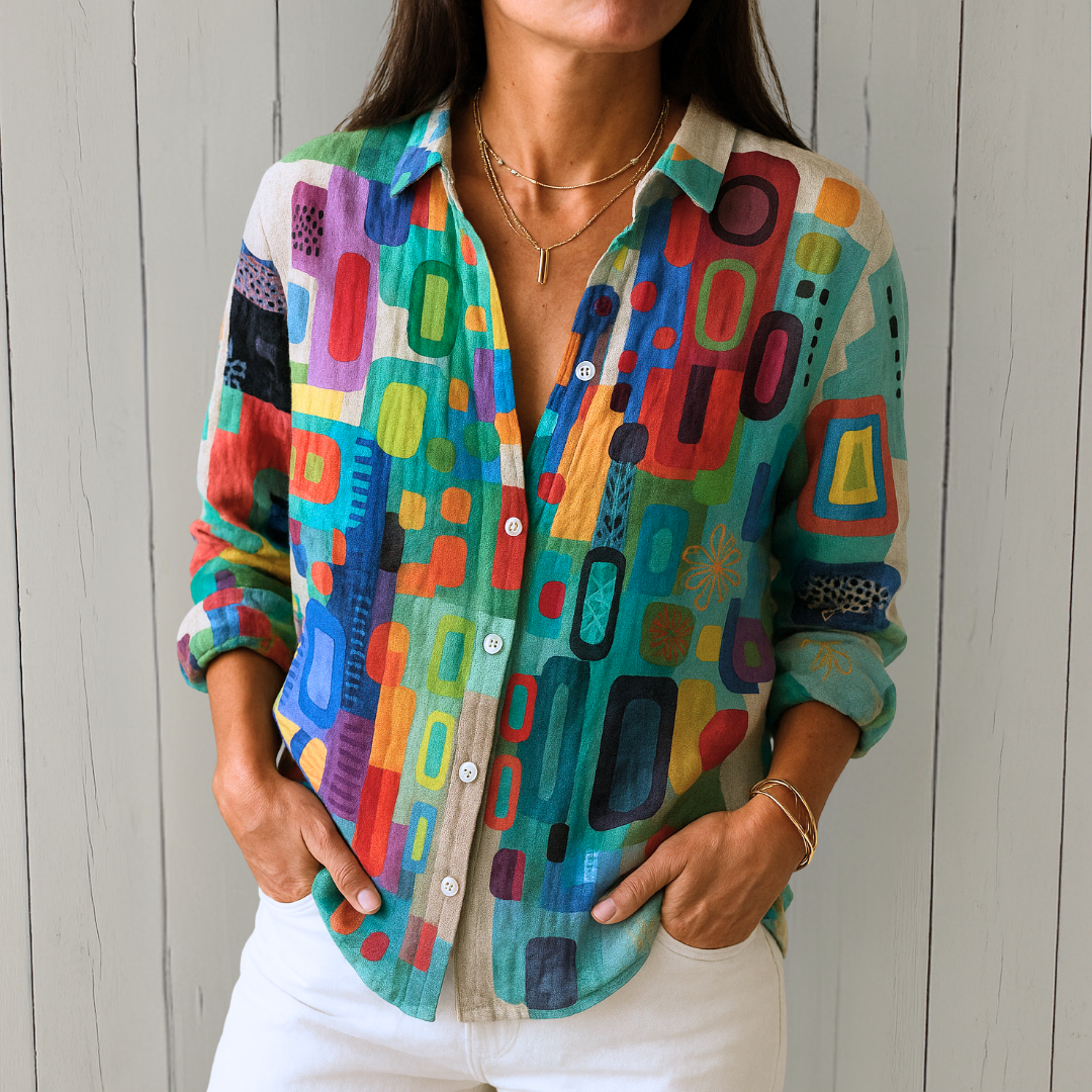 Damesblouse met Getailleerde Snit en Lange Mouw Lizzy