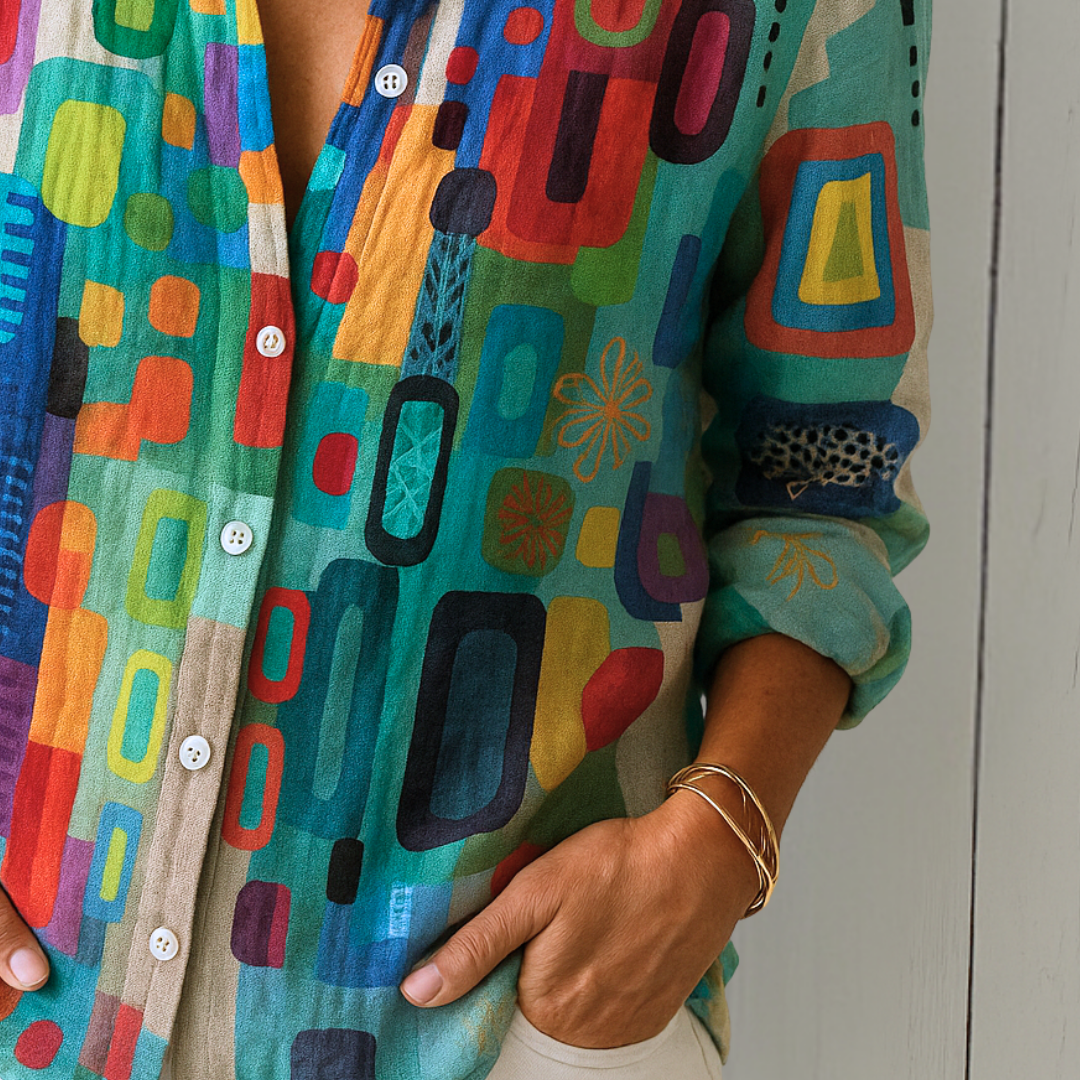 Damesblouse met Getailleerde Snit en Lange Mouw Lizzy