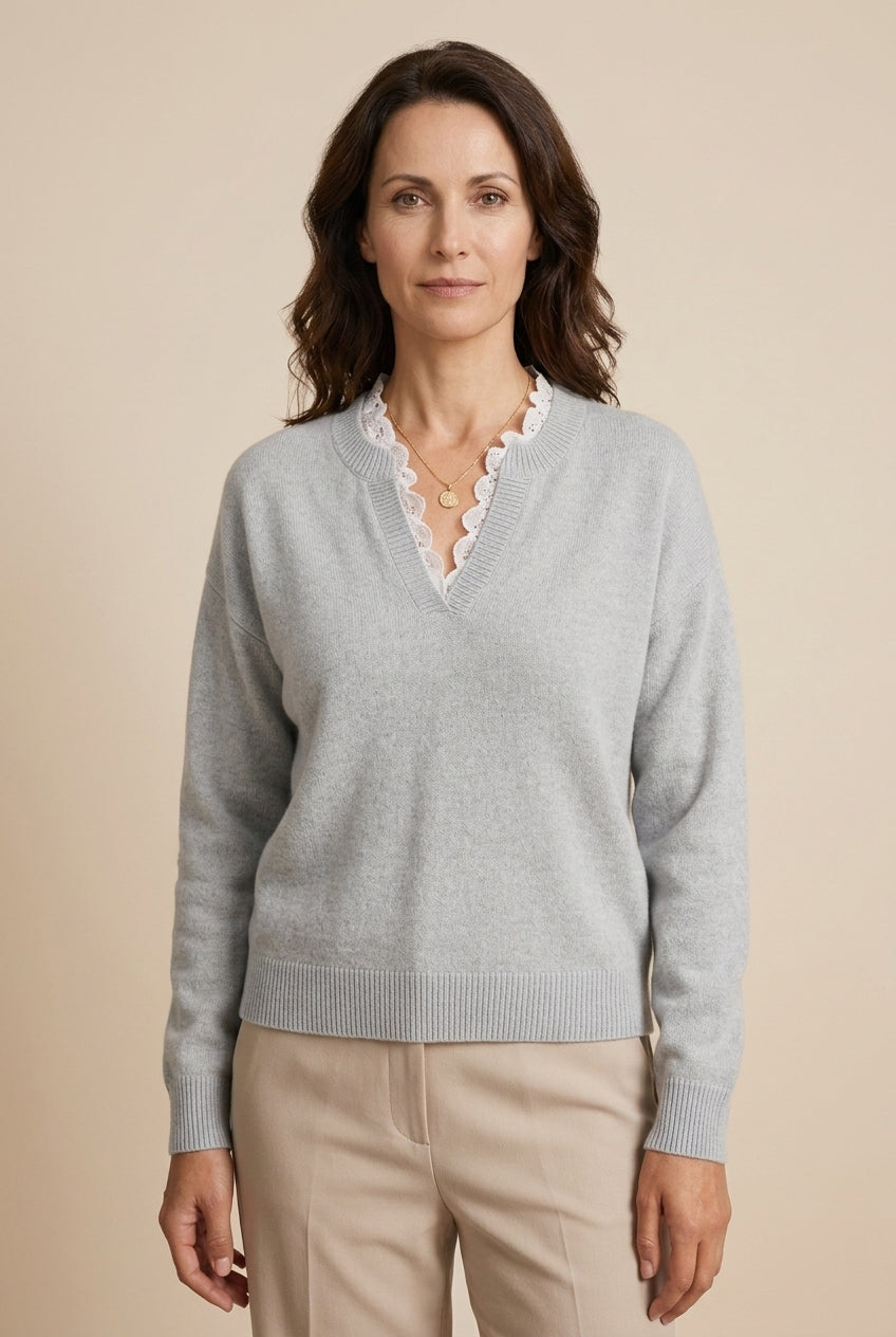Damesblouse met Kanten Details en Flatterend Silhouet Lizzy