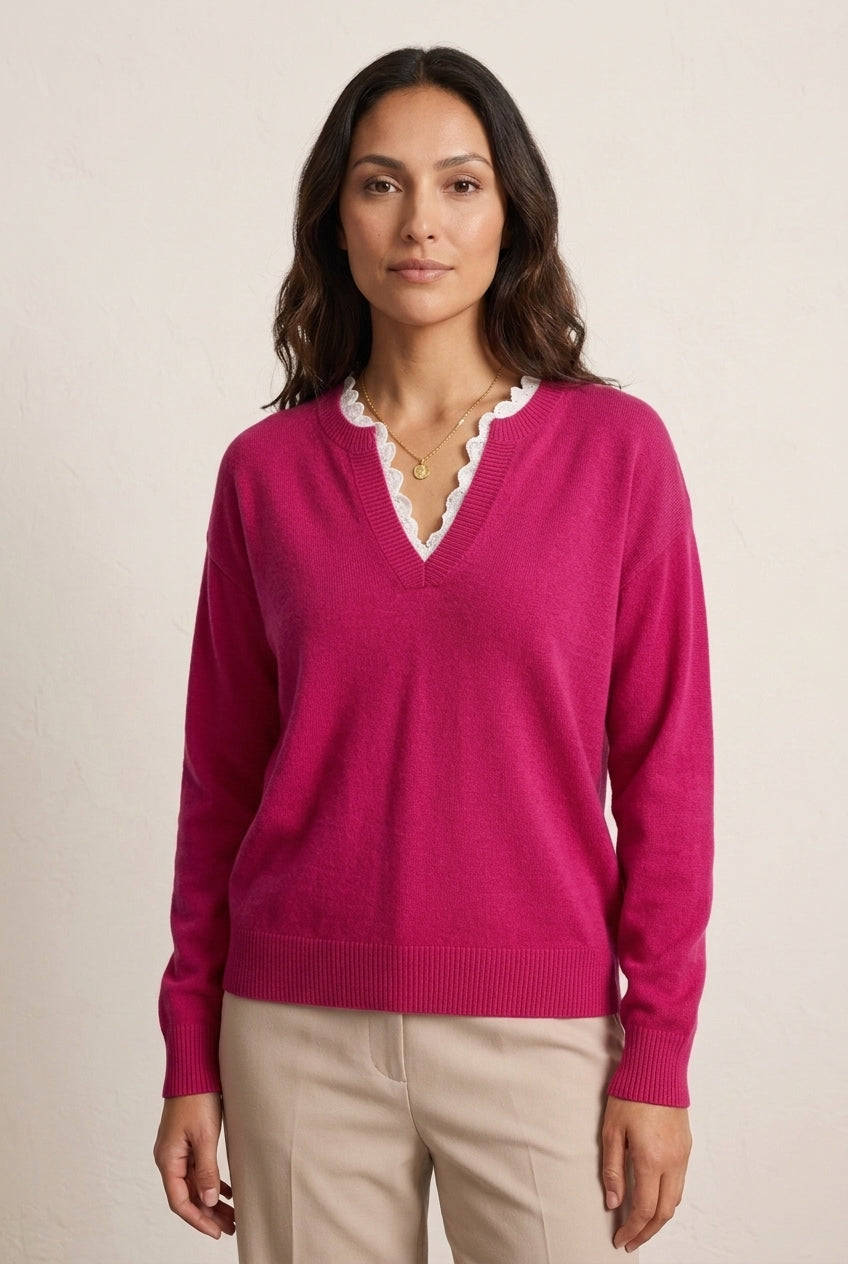 Damesblouse met Kanten Details en Flatterend Silhouet Lizzy