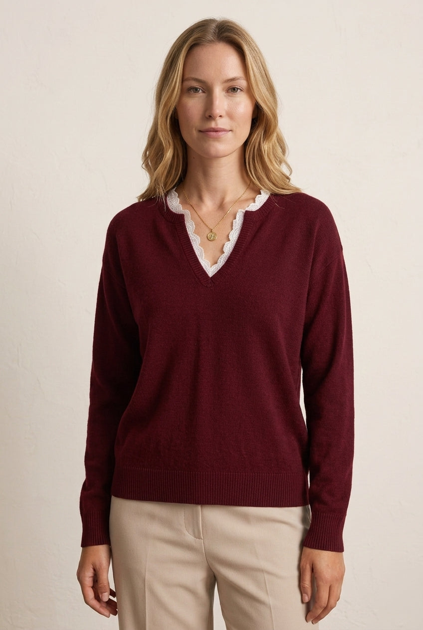 Damesblouse met Kanten Details en Flatterend Silhouet Lizzy