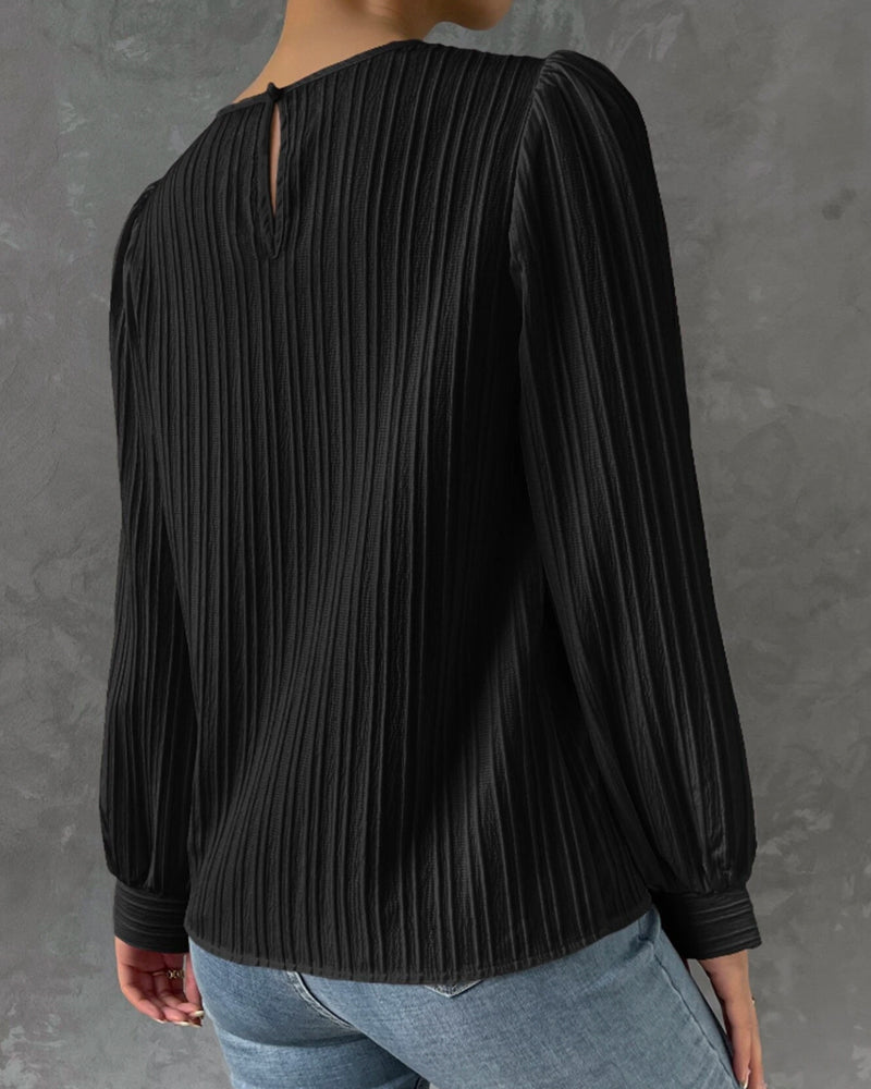 Damesblouse met Lantaarnmouwen en Ronde Hals Lizzy