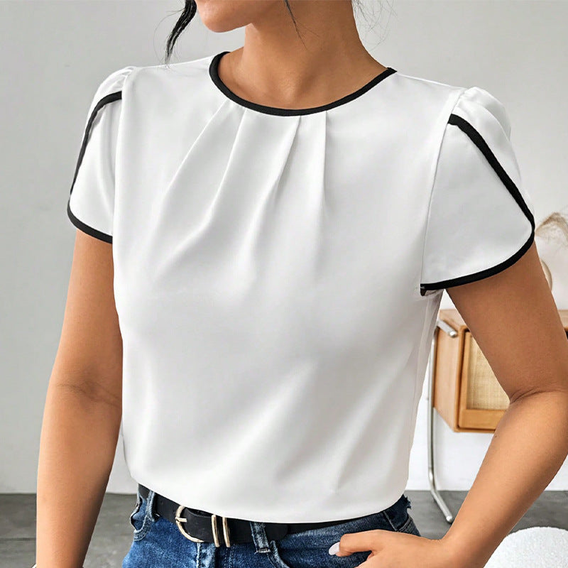 Damesblouse met Pofmouwen en Contrasterende Accenten Lizzy