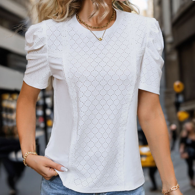 Damesblouse met Pofmouwen en Kanten Details Lizzy