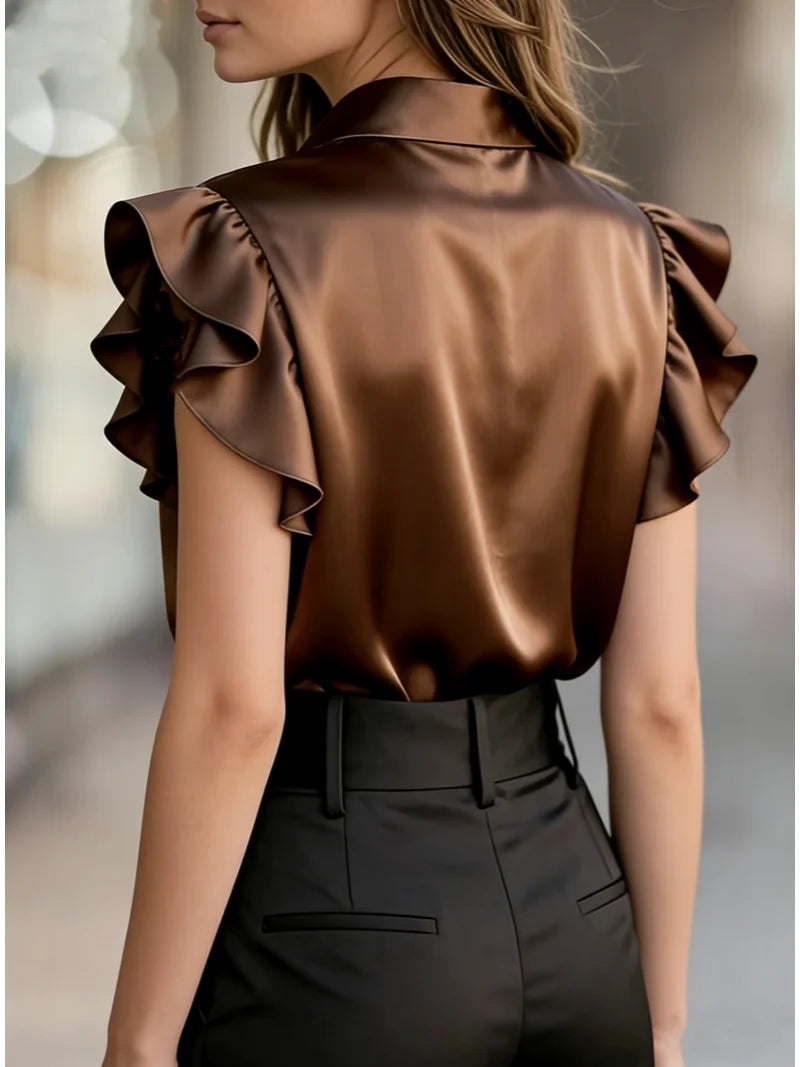Damesblouse met Ruches en Korte Mouwen Lizzy