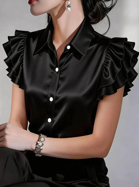 Damesblouse met Ruches en Lange Mouwen Lizzy