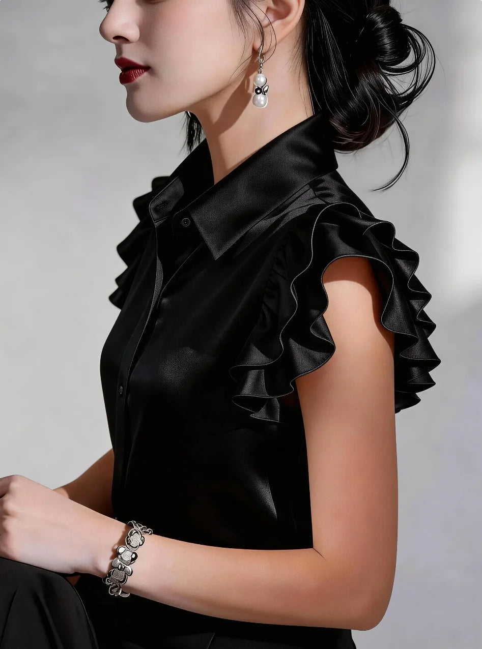 Damesblouse met Ruches en Lange Mouwen Lizzy