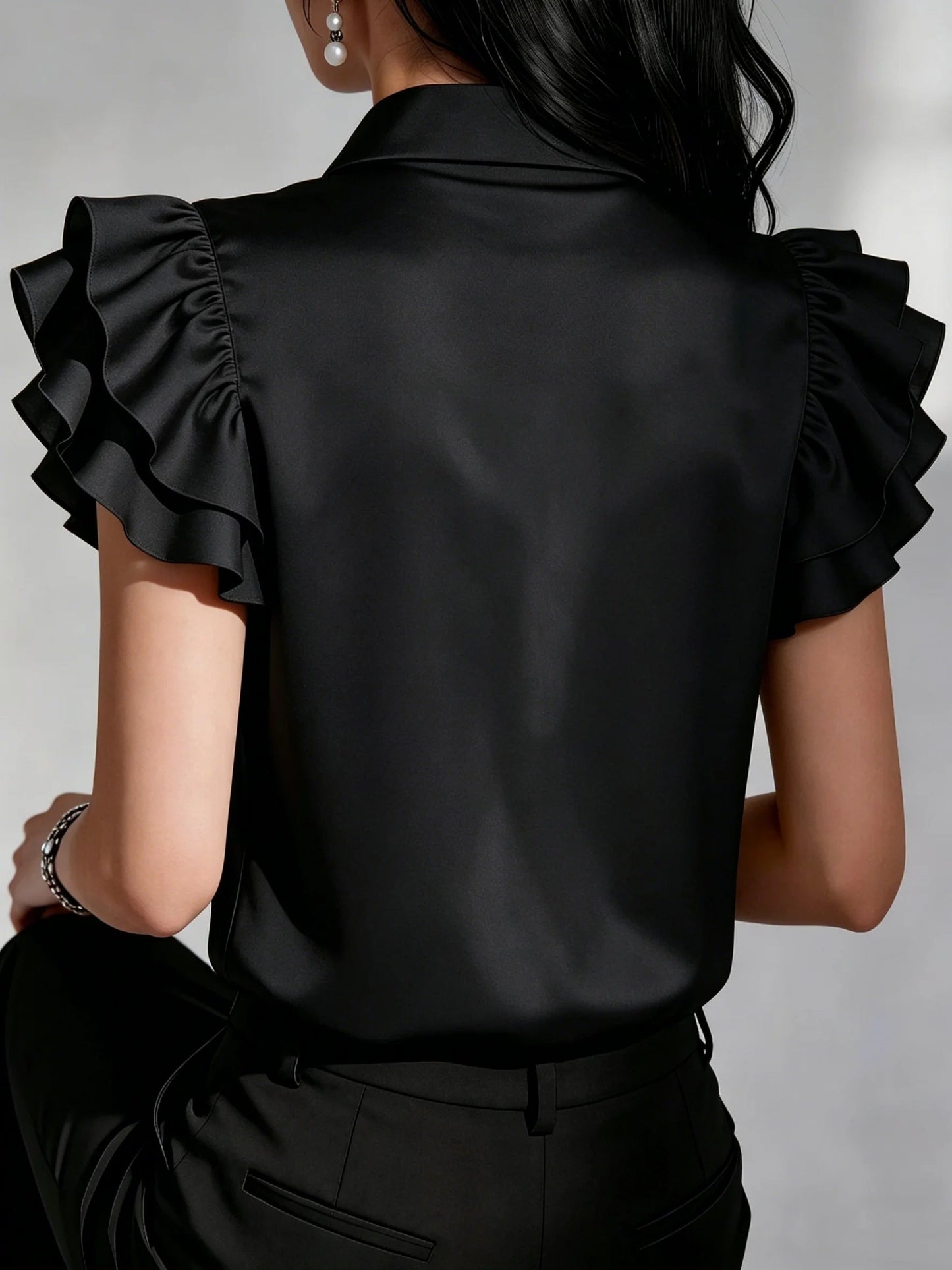 Damesblouse met Ruches en Lange Mouwen Lizzy