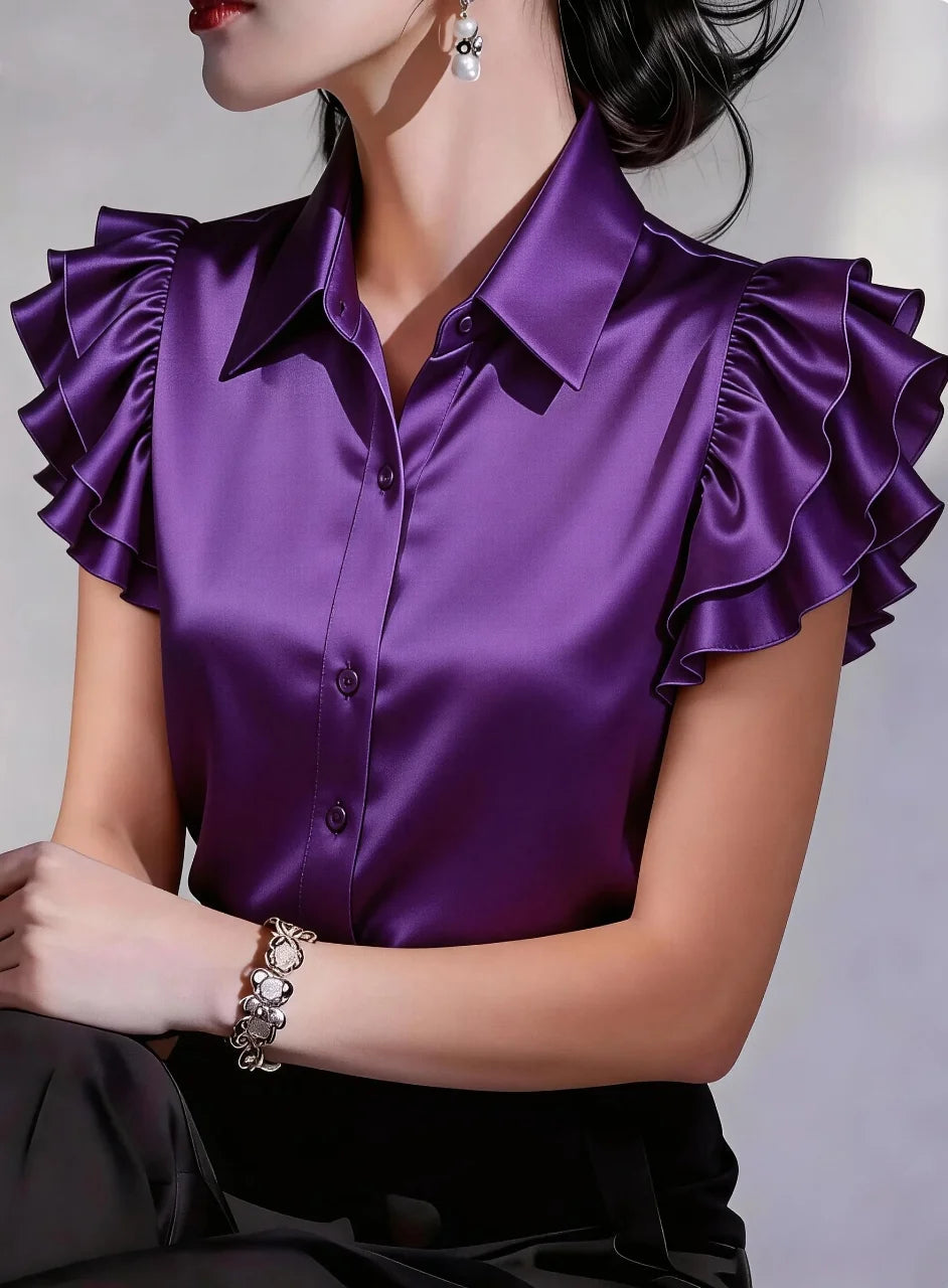 Damesblouse met Ruches en Lange Mouwen Lizzy