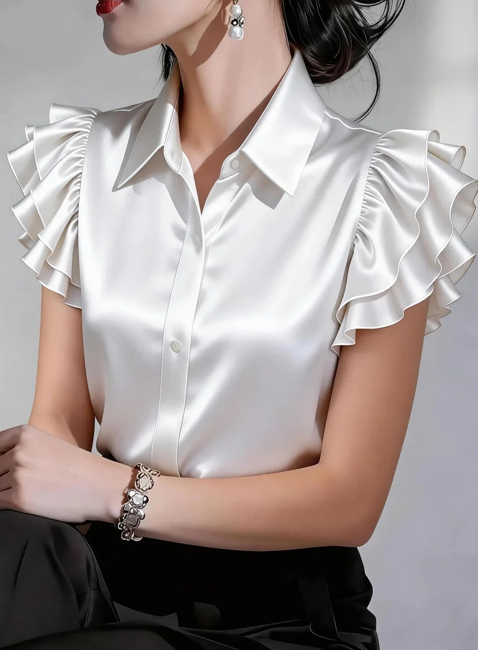 Damesblouse met Ruches en Lange Mouwen Lizzy