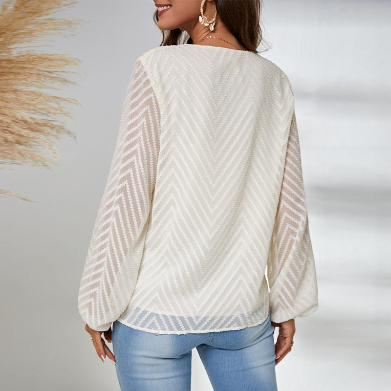 Damesblouse met Transparante Mouwen en V-hals Lizzy