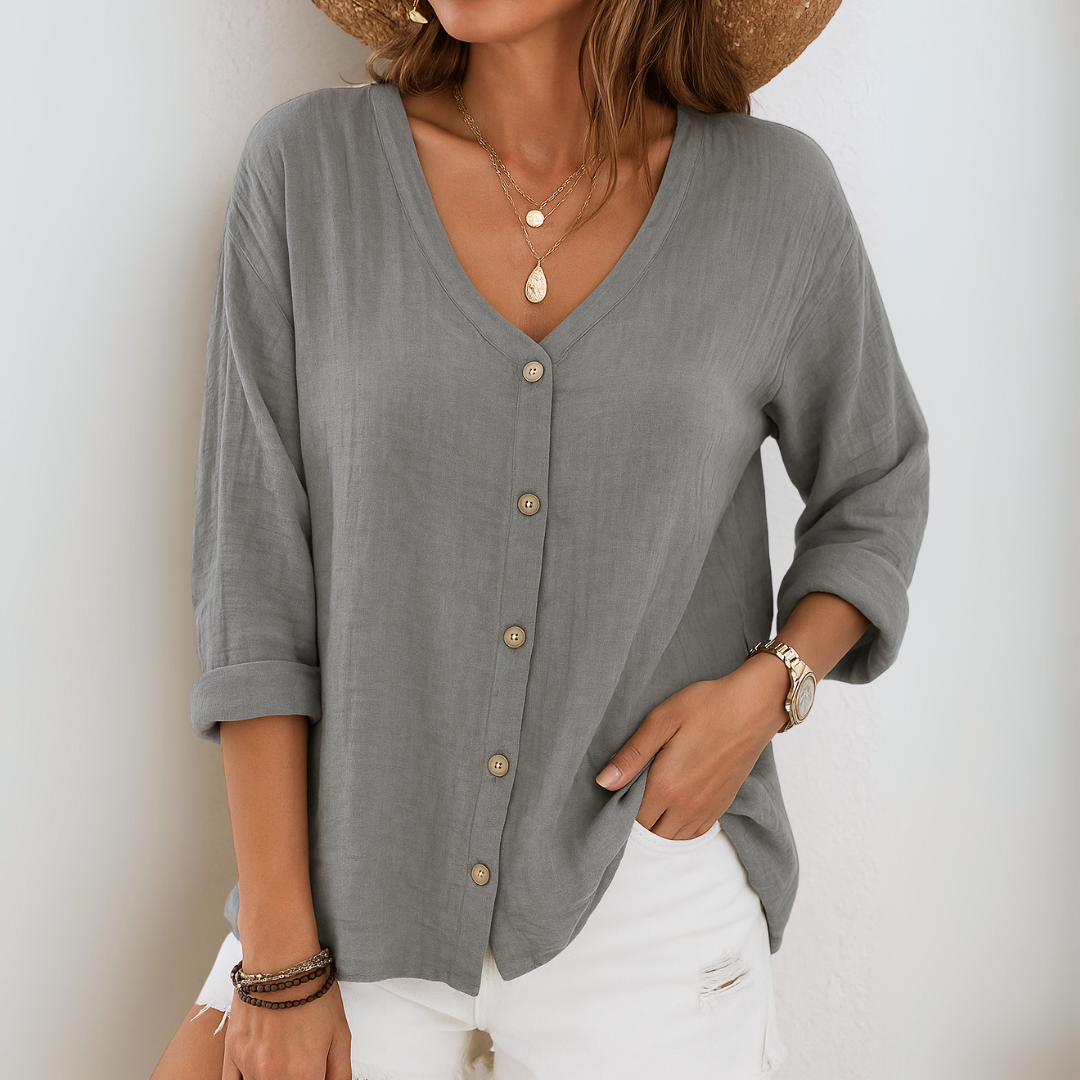 Damesblouse met V-hals en Driekwartmouwen Lizzy