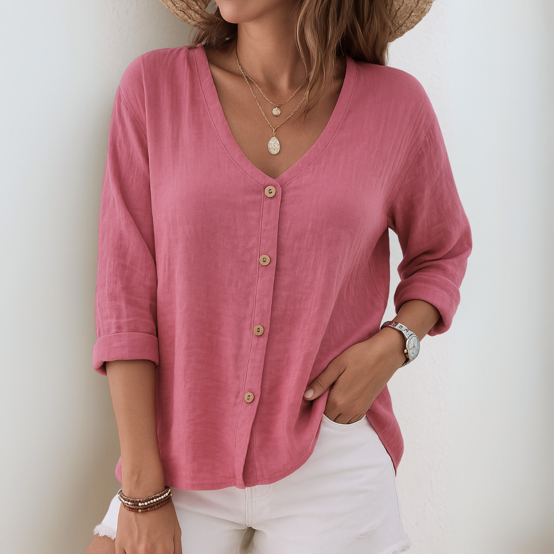 Damesblouse met V-hals en Driekwartmouwen Lizzy