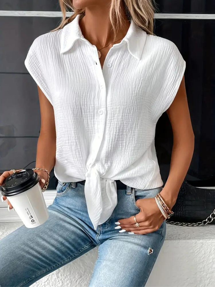 Damesblouse met V-hals en Mouwloos Lizzy