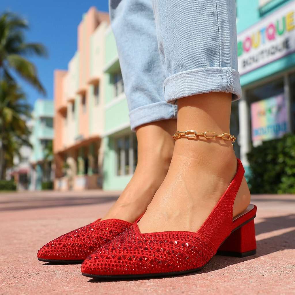 Dameshakken Slingback met Juweelversieringen en Gevoerde Binnenzool Lizzy