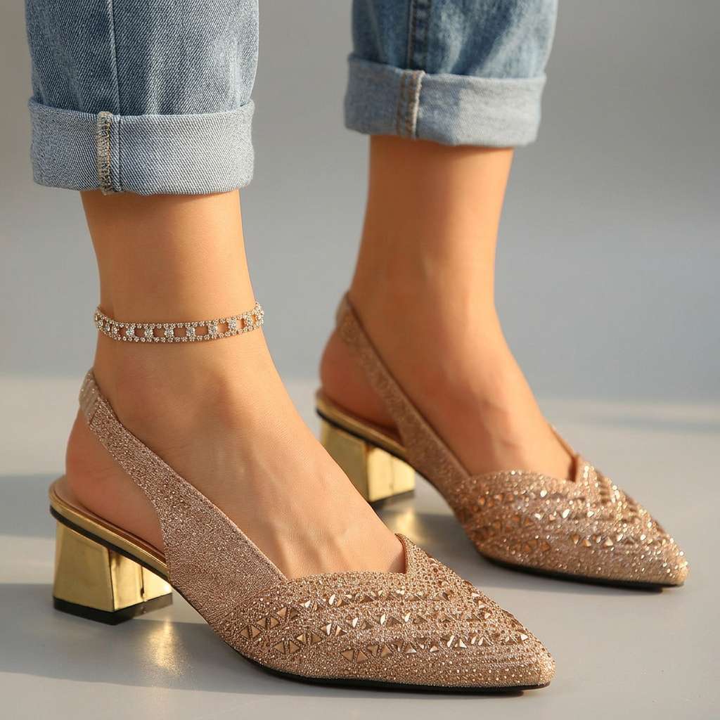 Dameshakken Slingback met Juweelversieringen en Gevoerde Binnenzool Lizzy