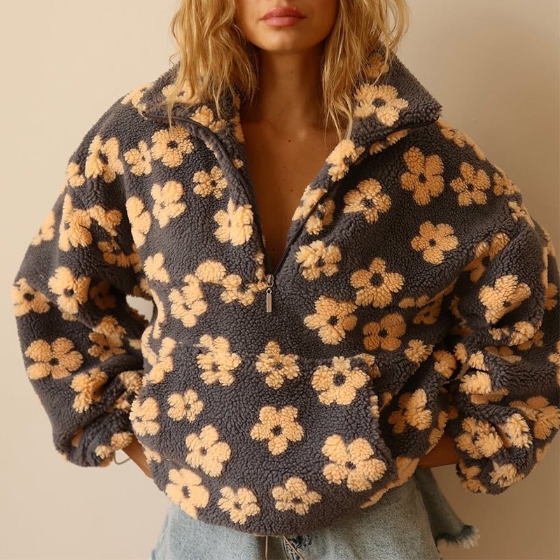 Damesjack Oversized met Halve Rits en Pluche Lizzy