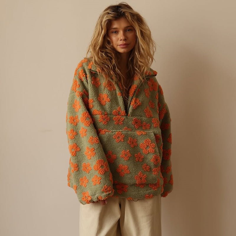 Damesjack Oversized met Halve Rits en Pluche Lizzy