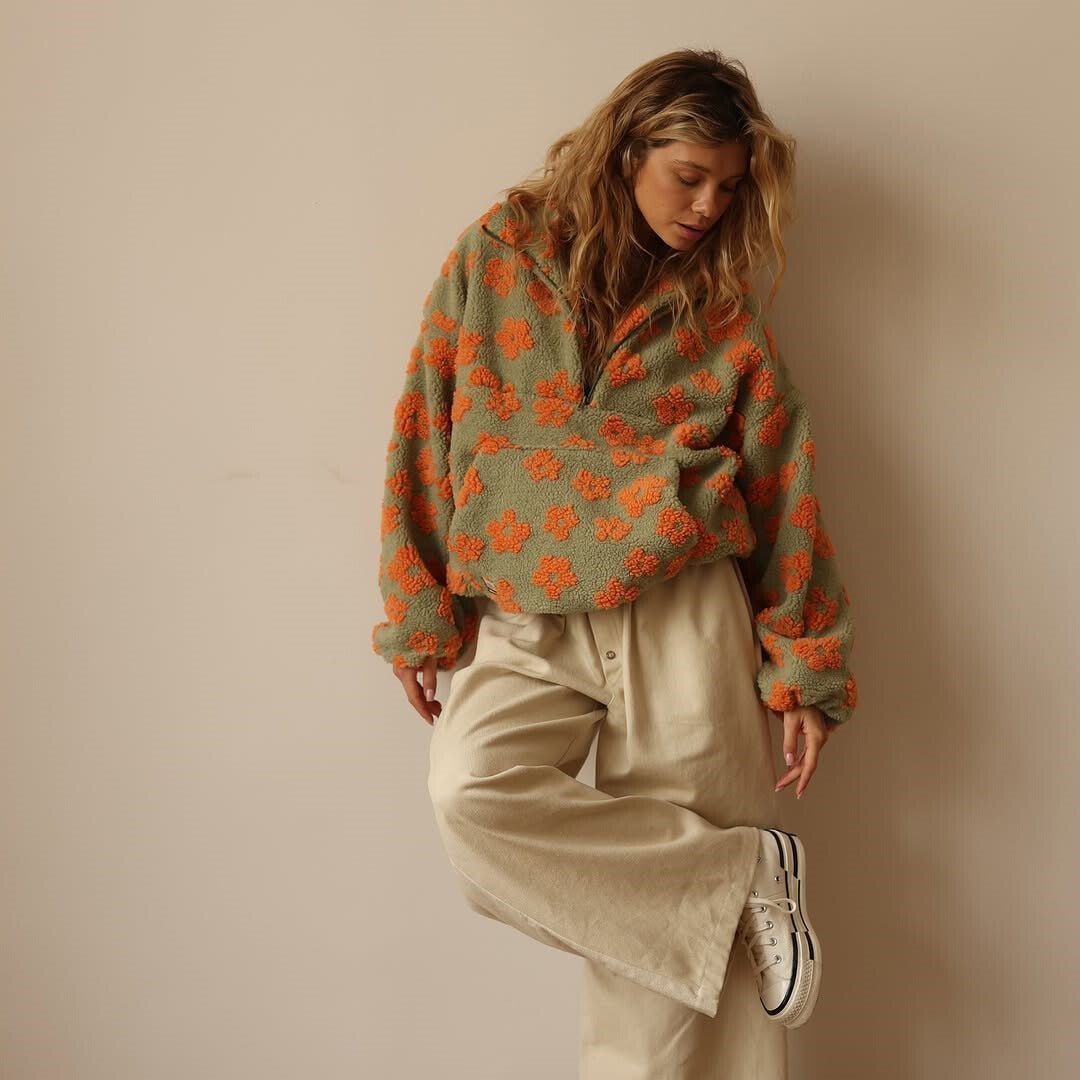Damesjack Oversized met Halve Rits en Pluche Lizzy