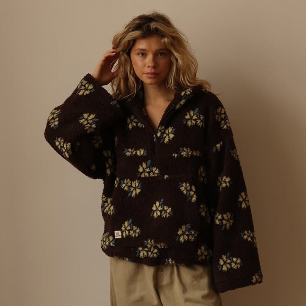 Damesjack Oversized met Halve Rits en Pluche Lizzy