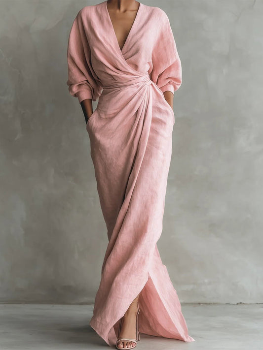Damesjurk Casual met V-hals en Zachte Drapering Lizzy