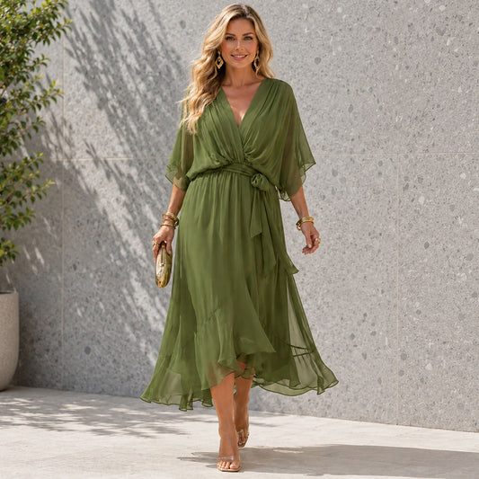 Damesjurk Chiffon met V-hals en Vloeiend Silhouet Lizzy