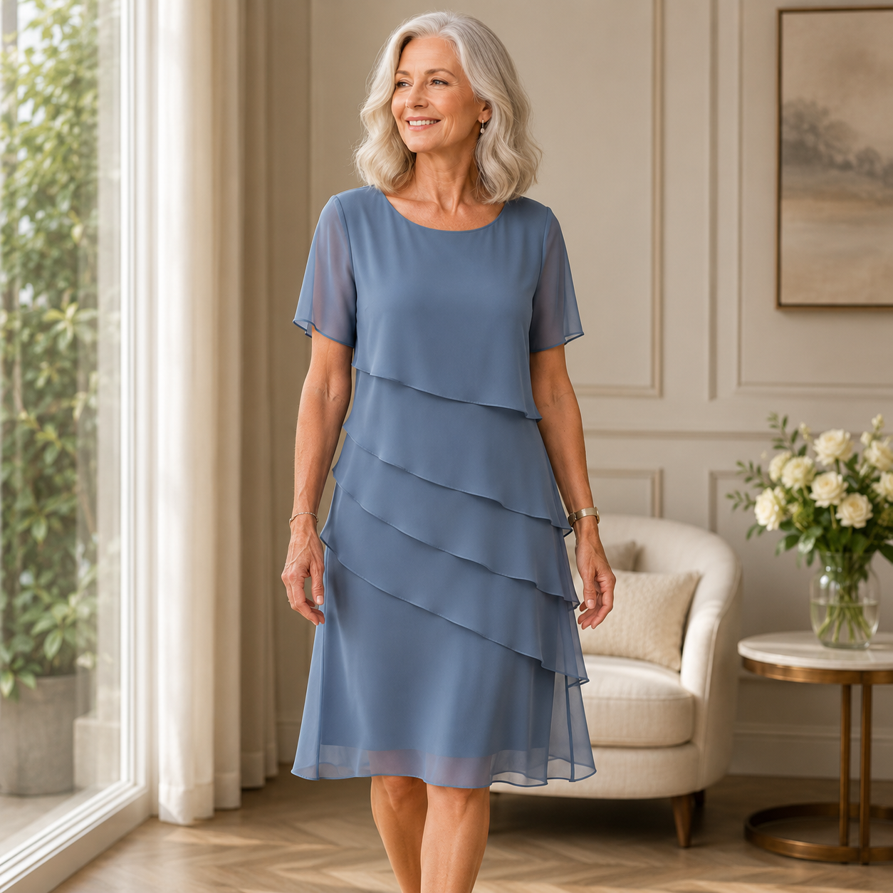 Damesjurk Lange met Elegante Ruches en Vloeiend Silhouet Lizzy