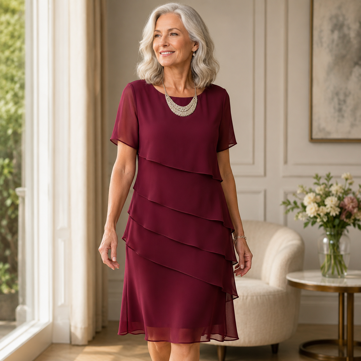 Damesjurk Lange met Elegante Ruches en Vloeiend Silhouet Lizzy