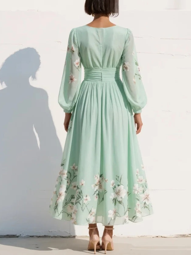 Damesjurk Midi met Bloemdessin en V-hals Lizzy