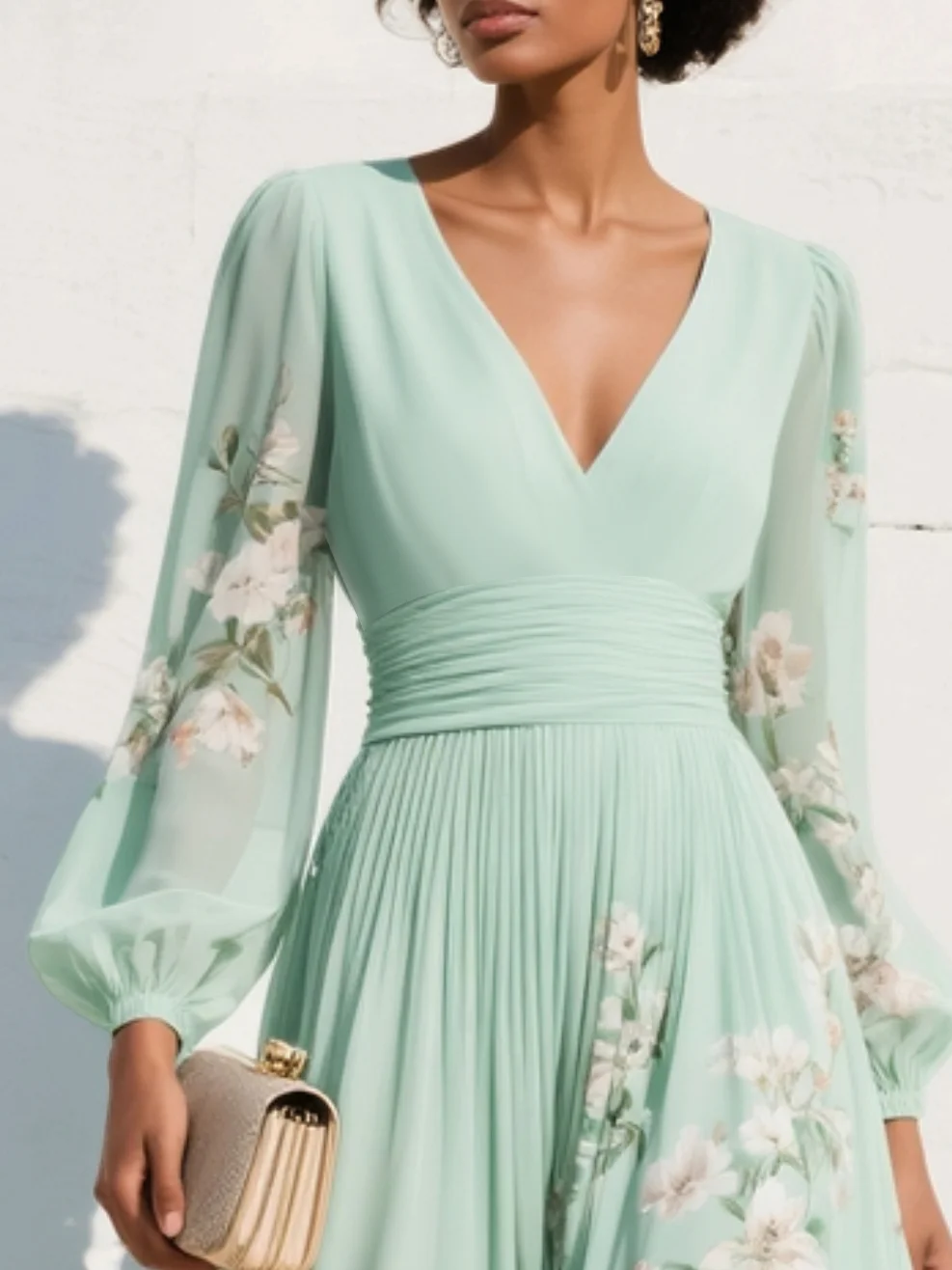Damesjurk Midi met Bloemdessin en V-hals Lizzy