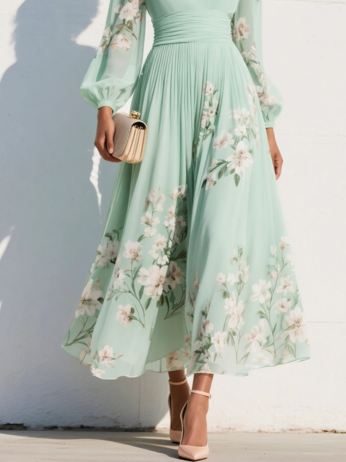 Damesjurk Midi met Bloemdessin en V-hals Lizzy