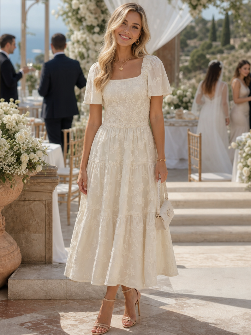 Damesjurk Midi met Bloemendetails Lizzy
