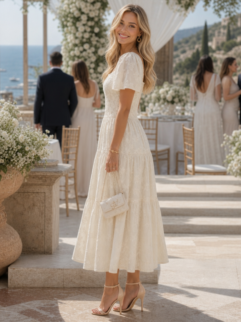 Damesjurk Midi met Bloemendetails Lizzy