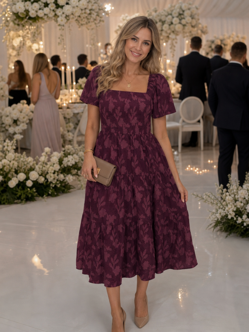 Damesjurk Midi met Bloemendetails Lizzy