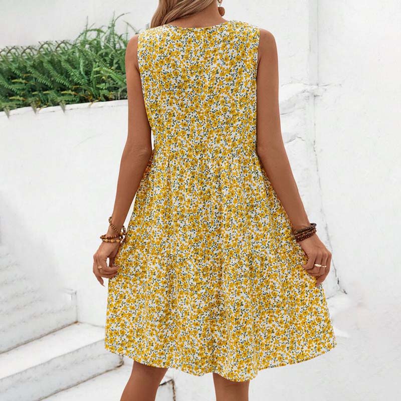 Damesjurk Midi met Bloemenprint en Ronde Hals Lizzy