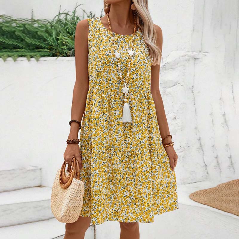 Damesjurk Midi met Bloemenprint en Ronde Hals Lizzy