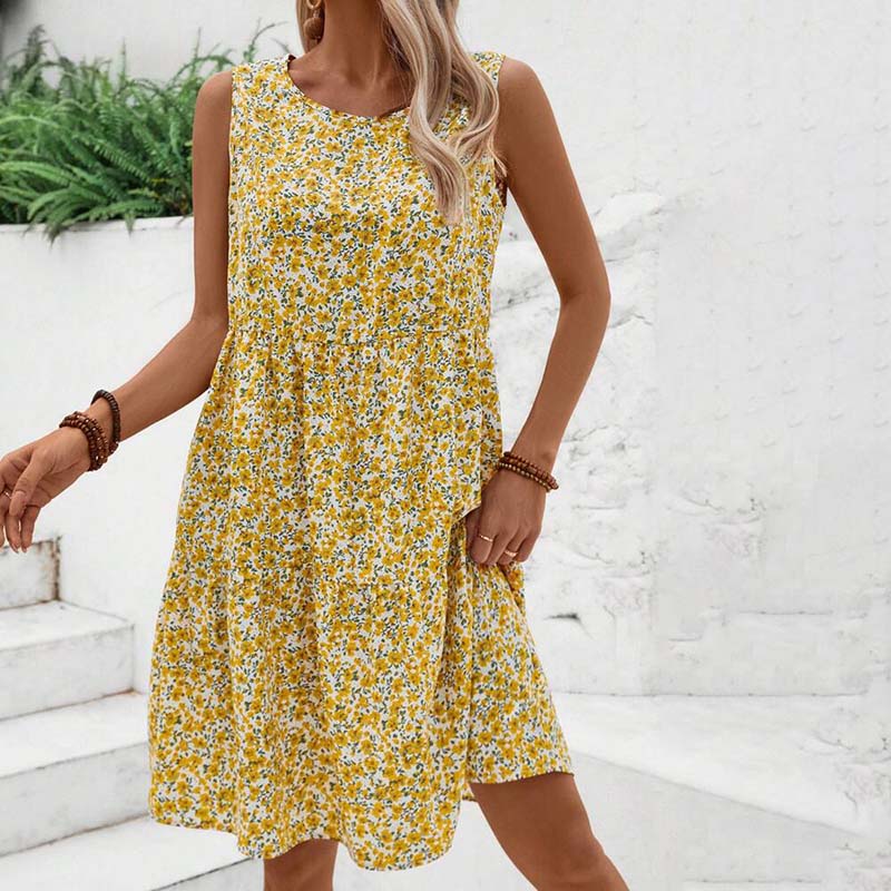 Damesjurk Midi met Bloemenprint en Ronde Hals Lizzy