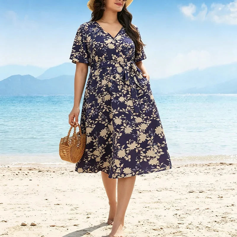 Damesjurk Midi met Bloemenprint en Verstelbare Riem Lizzy