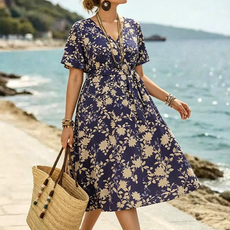 Damesjurk Midi met Bloemenprint en Verstelbare Riem Lizzy