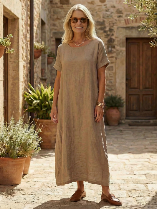 Damesjurk Midi met Korte Mouwen en Relaxed Pasvorm Lizzy