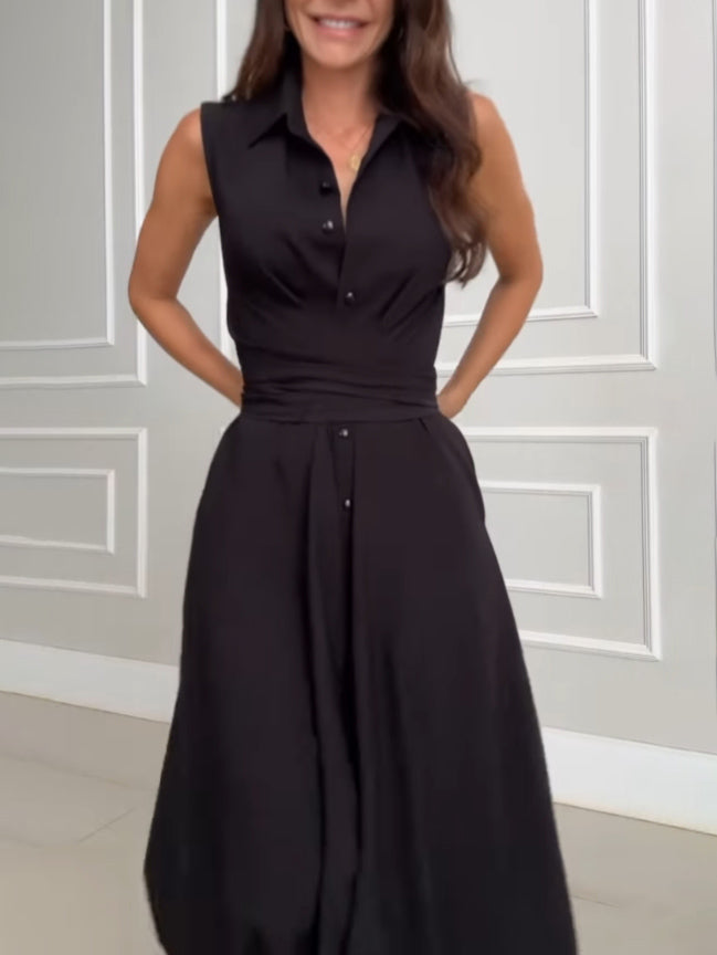 Damesjurk Midi met Strikband en Overhemdstijl Lizzy