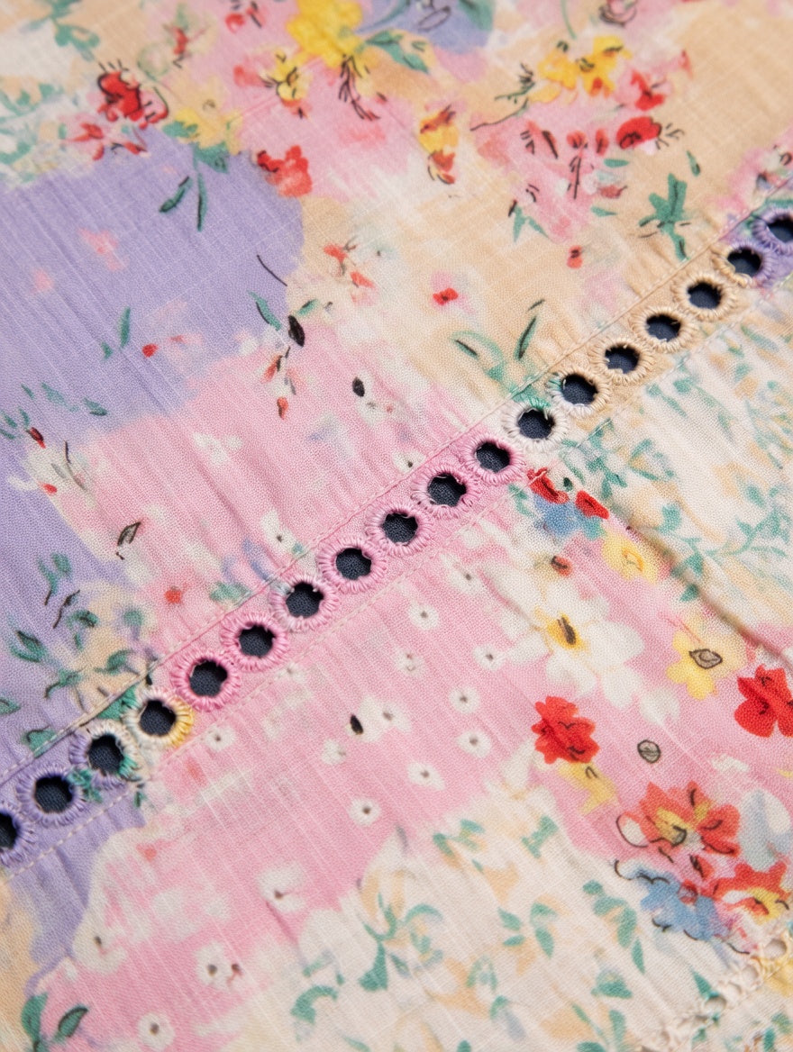 Damesjurk Midi met V-hals en Bloemenpatch Lizzy